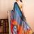 Grey printed satin fashion saree with blouse piece