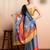 Grey printed satin fashion saree with blouse piece