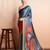 Grey printed satin fashion saree with blouse piece