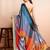 Grey printed satin fashion saree with blouse piece
