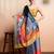 Grey printed satin fashion saree with blouse piece