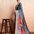 Grey printed satin fashion saree with blouse piece