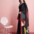 Black printed satin fashion saree with blouse piece