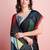 Black printed satin fashion saree with blouse piece