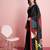 Black printed satin fashion saree with blouse piece
