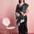 Black printed satin fashion saree with blouse piece