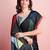 Black printed satin fashion saree with blouse piece