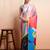 Pink printed satin fashion saree with blouse piece