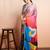 Pink printed satin fashion saree with blouse piece