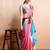 Pink printed satin fashion saree with blouse piece