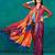 Orange printed satin fashion saree with blouse piece