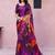 Purple printed satin fashion saree with blouse piece