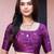 Purple printed satin fashion saree with blouse piece