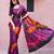 Purple printed satin fashion saree with blouse piece
