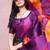 Purple printed satin fashion saree with blouse piece