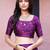 Purple printed satin fashion saree with blouse piece