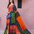 Orange printed satin fashion saree with blouse piece