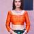 Orange printed satin fashion saree with blouse piece