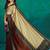 Beige printed satin fashion saree with blouse piece