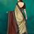 Beige printed satin fashion saree with blouse piece