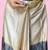 Beige printed satin fashion saree with blouse piece