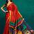 Red printed satin fashion saree with blouse piece