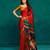 Red printed satin fashion saree with blouse piece