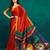 Red printed satin fashion saree with blouse piece