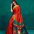 Red printed satin fashion saree with blouse piece