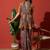 Brown elegant printed silk cotton saree with blouse piece