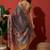 Brown elegant printed silk cotton saree with blouse piece