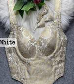 White jacquard silk designer readymade saree blouse for women | bridal wedding party wear padded blouse
