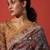 Brown elegant printed silk cotton saree with blouse piece