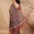 Brown elegant printed silk cotton saree with blouse piece
