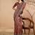 Brown elegant printed silk cotton saree with blouse piece