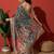 Green elegant printed silk cotton saree with blouse piece
