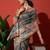 Green elegant printed silk cotton saree with blouse piece