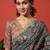 Green elegant printed silk cotton saree with blouse piece