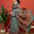 Turquoise blue printed tissue festive wear saree with blouse piece
