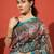 Turquoise blue printed tissue festive wear saree with blouse piece