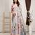 Grey printed linen casual saree with blouse piece
