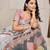 Grey printed linen casual saree with blouse piece