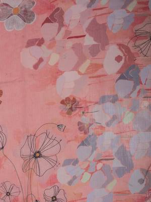 Pink printed linen casual saree with blouse piece 5