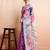 Purple printed linen casual saree with blouse piece