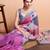 Purple printed linen casual saree with blouse piece