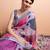 Purple printed linen casual saree with blouse piece
