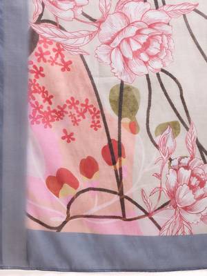 Purple printed linen casual saree with blouse piece 5