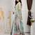 Sea green printed linen casual saree with blouse piece