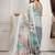 Sea green printed linen casual saree with blouse piece