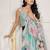 Sea green printed linen casual saree with blouse piece